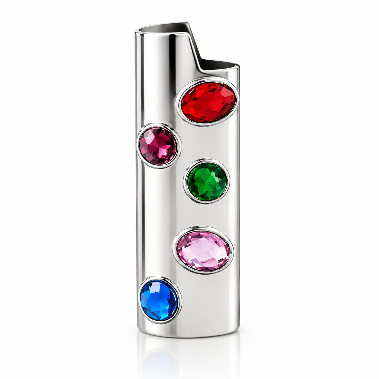 Lighter Case — Silver Multi-Gem